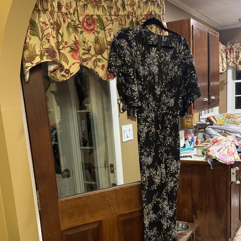 Norma Kamali Black and Purple Floral Dress